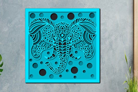 3D Elephant Head Laser Cut Shadow Box Review