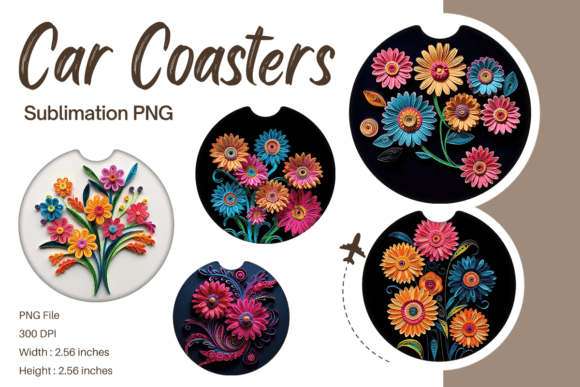 3D Flower Quilling Car Coaster Template7 Graphics and Print Templates Review
