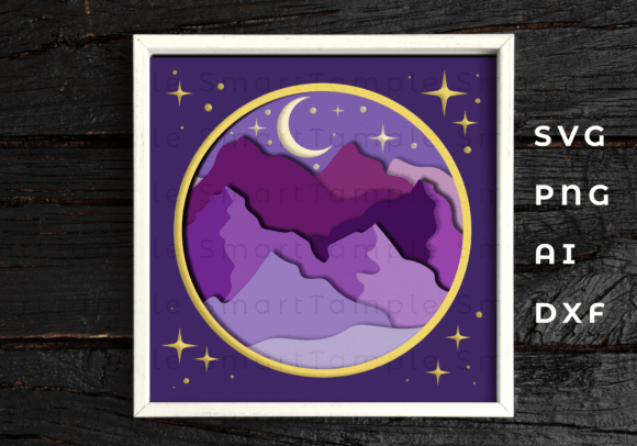 3D Mountain Shadow Box Svg, Paper Cut