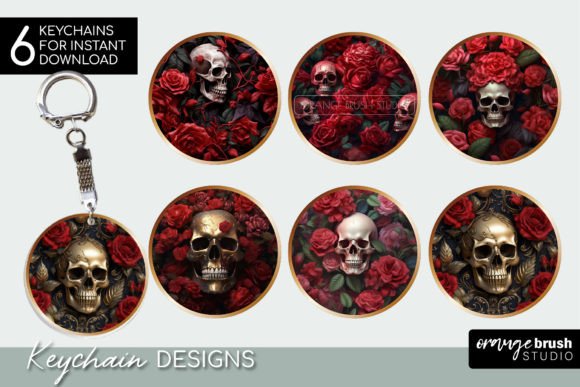 3D Skull Keychain Sublimation Bundle for Graphics and Crafts