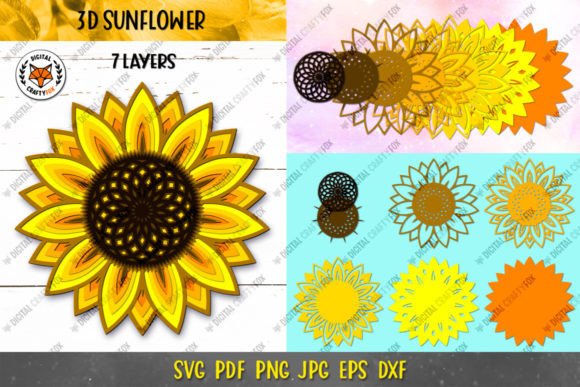 3D Sunflower Mandala Paper Cut SVG