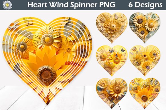 3D Sunflowers Wind Spinner Graphics for Crafts