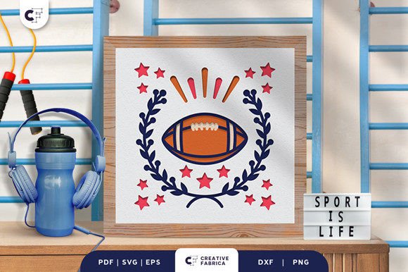 American Football Ball 3D Light Box: 3D SVG for Sports Branding
