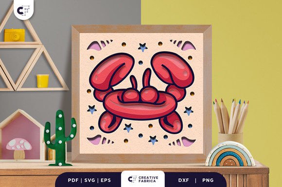 Balloon Crab 3D Paper Cut SVG for Baby and 3D SVG Projects