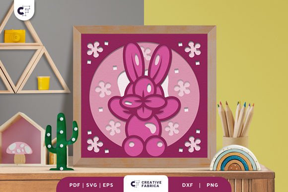 Balloon Rabbit 3D Shadow Box SVG for Baby Content
