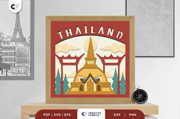 Bangkok Landmark 3D Light Box SVG for Countries