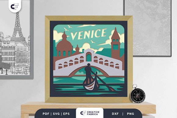 Canals of Venice 3D Shadow Box SVG
