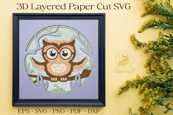 Cute Owl 3D Layered Papercut SVG for Shadow Boxes