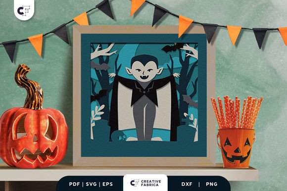 Cute Vampire 3D Layered Paper Cut SVG