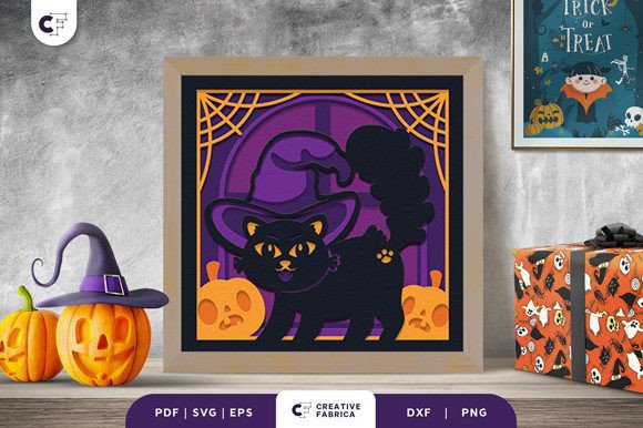 Halloween Witch Cat 3D Shadow Box SVG Review