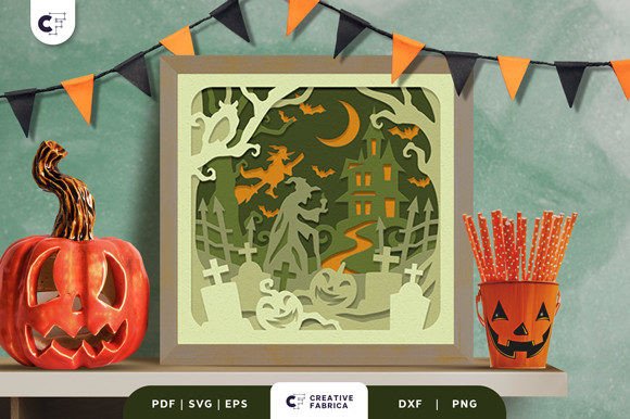 Haunted Graveyard 3D Shadow Box SVG