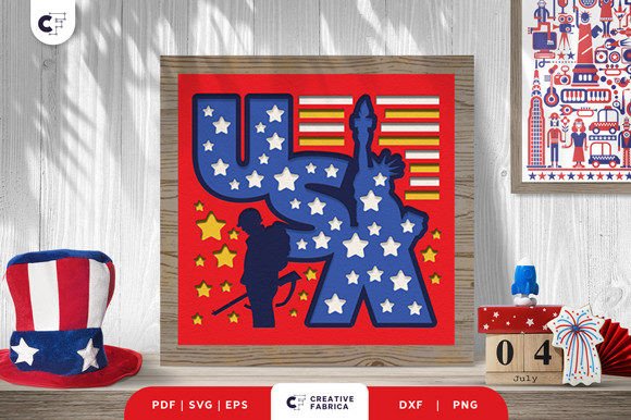 Patriotic American Sign 3D SVG for Independence Day Content