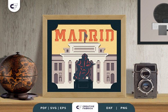 Prado Museum Madrid 3D Shadow Box SVG for Countries and Editorial Design