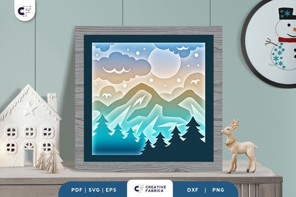 Snowy Mountain Landscape 3D SVG Winter Review
