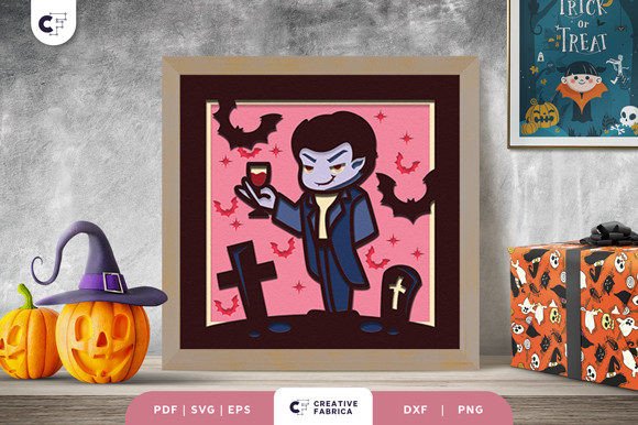 Spooky Vampire Kid 3D Shadow Box for Halloween Branding