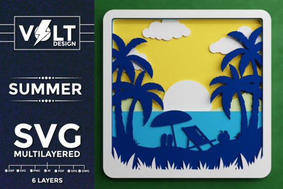 Summer BG 3D SVG Multilayered Cut Files for Laser Cutting and Wall Decor