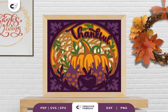 Thankful Autumn Fruit 3D Shadow Box SVG