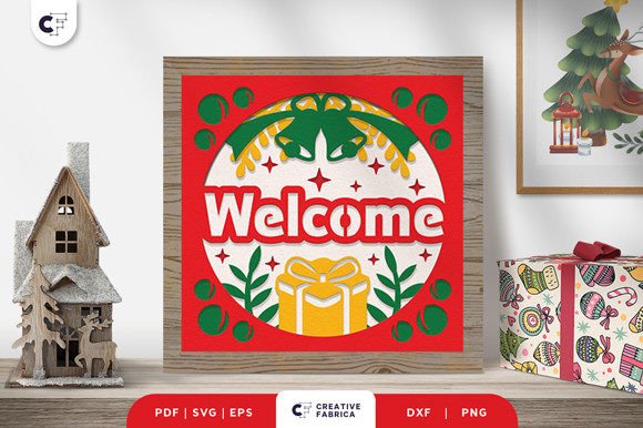 Welcome Home Sign 3D Paper Cut SVG for Christmas Content