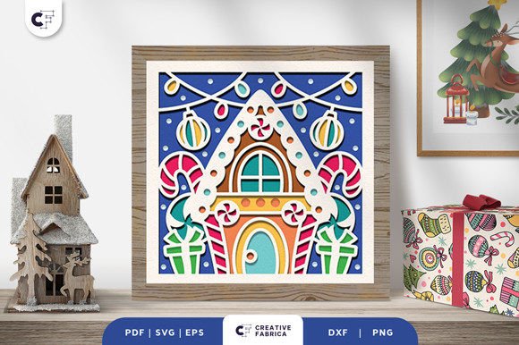 Winter Candies House 3D Paper Cut SVG