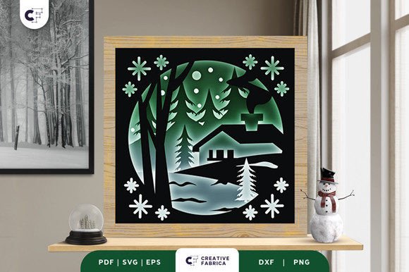 Winter Village 3D Layered Paper Cut